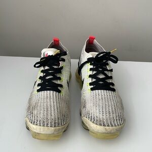 Nike Men's White Knit Athletic Shoes with Black Laces and Neon Accents